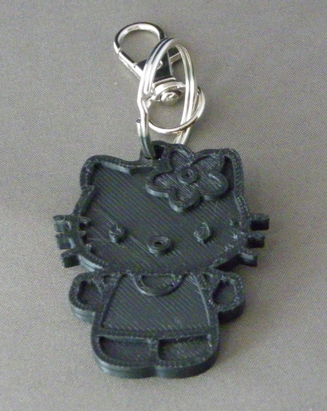(image for) 3D Prints - Hello Kitty Sleutelhanger 6 - Zwart (Black)