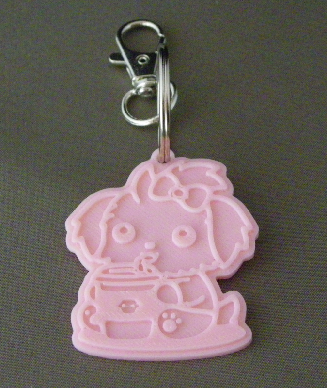 (image for) 3D Prints - Hond Sleutelhanger 4 - Kersenroze (Sakura Pink)