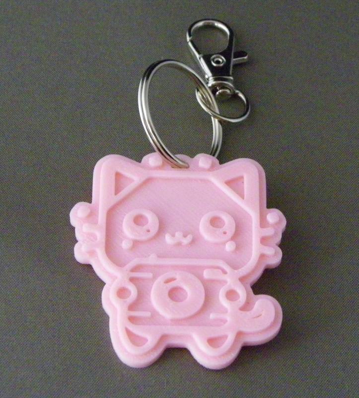 (image for) 3D Prints - Kat Sleutelhanger 10 - Kersenroze (Sakura Pink)