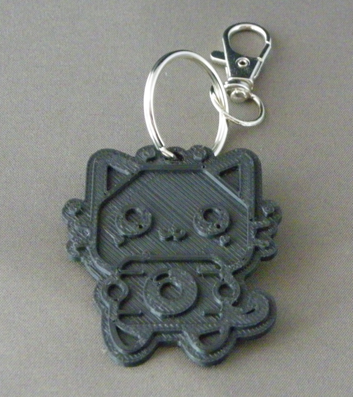 (image for) 3D Prints - Kat Sleutelhanger 10 - Zwart (Black)