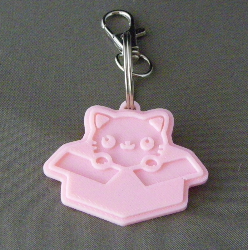 (image for) 3D Prints - Kat Sleutelhanger 11 - Kersenroze (Sakura Pink)