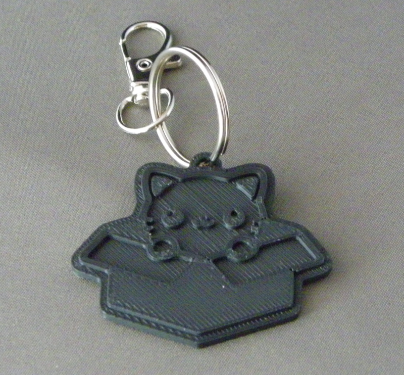 (image for) 3D Prints - Kat Sleutelhanger 11 - Zwart (Black)