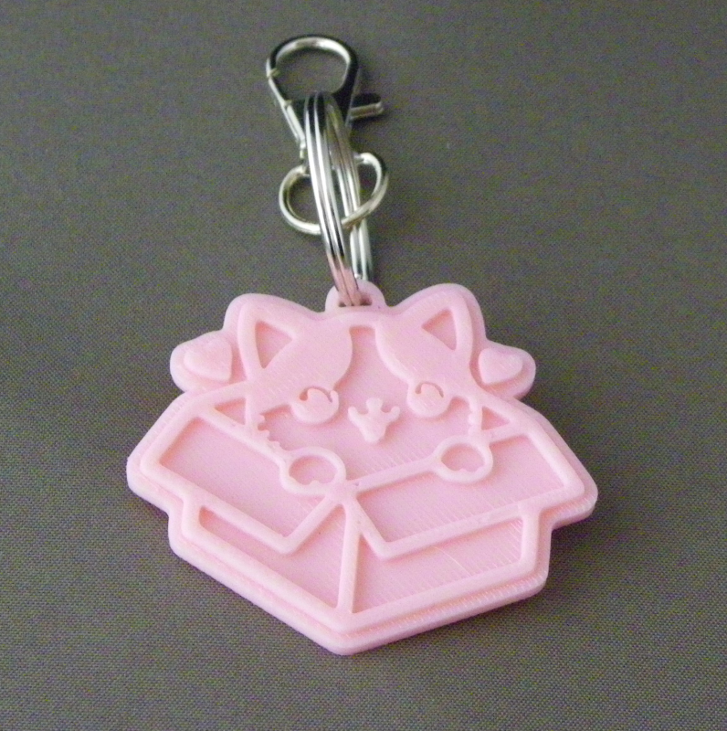 (image for) 3D Prints - Kat Sleutelhanger 12 - Kersenroze (Sakura Pink)