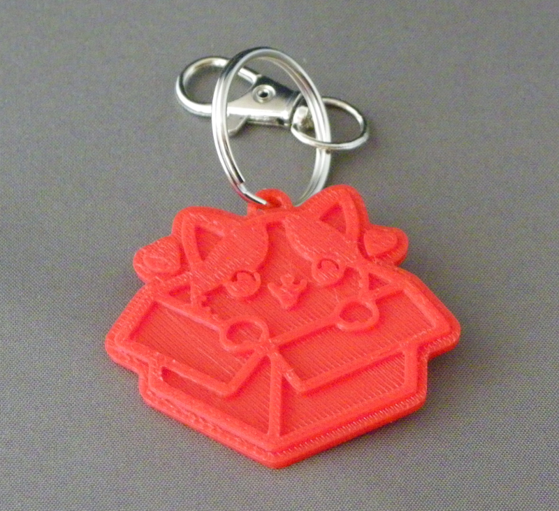 (image for) 3D Prints - Kat Sleutelhanger 12 - Rood (Red)
