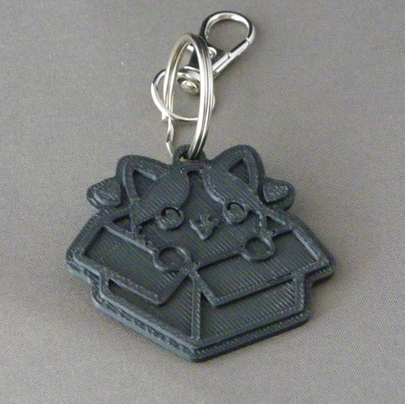(image for) 3D Prints - Kat Sleutelhanger 12 - Zwart (Black)