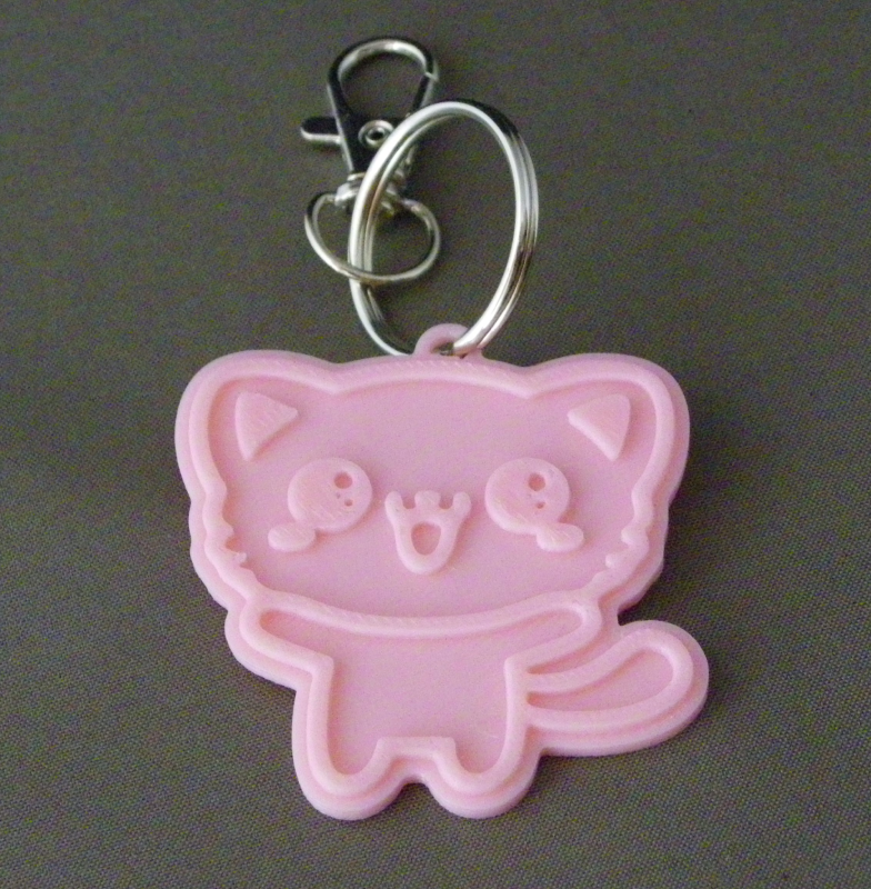 (image for) 3D Prints - Kat Sleutelhanger 13 - Kersenroze (Sakura Pink)