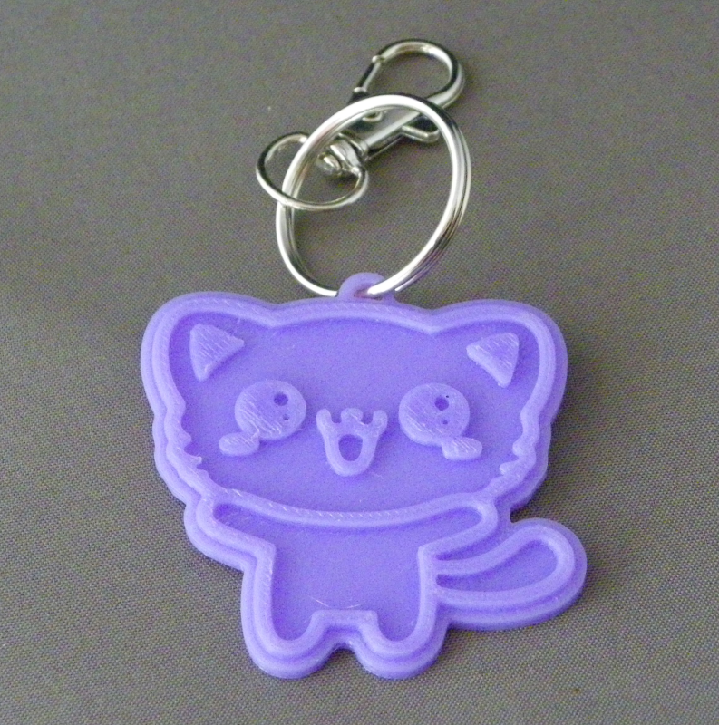 (image for) 3D Prints - Kat Sleutelhanger 13 - Paars (Purple)