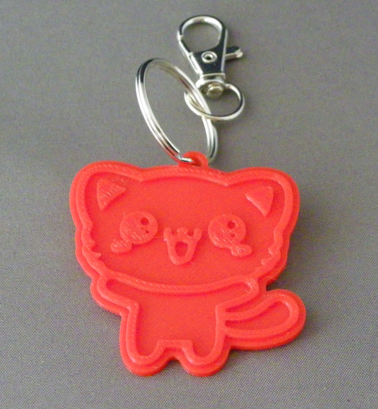 (image for) 3D Prints - Kat Sleutelhanger 13 - Rood (Red)