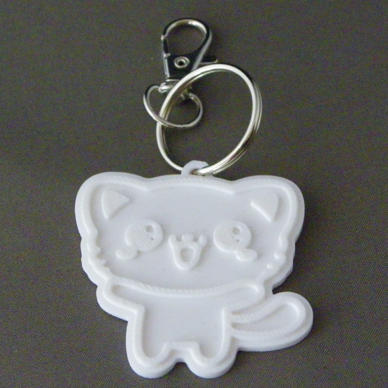 (image for) 3D Prints - Kat Sleutelhanger 13 - Wit (White)