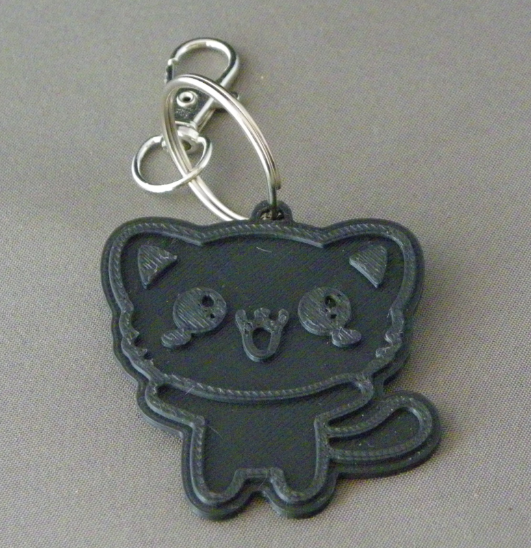 (image for) 3D Prints - Kat Sleutelhanger 13 - Zwart (Black)