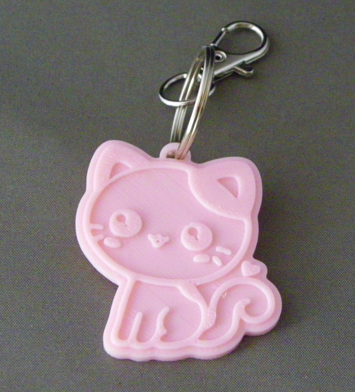 (image for) 3D Prints - Kat Sleutelhanger 14 - Kersenroze (Sakura Pink)