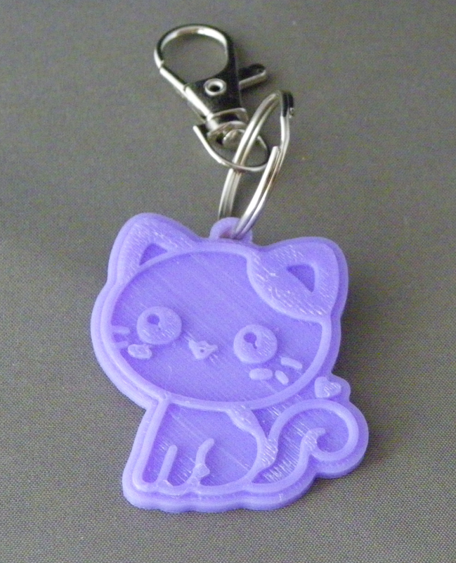 (image for) 3D Prints - Kat Sleutelhanger 14 - Paars (Purple)