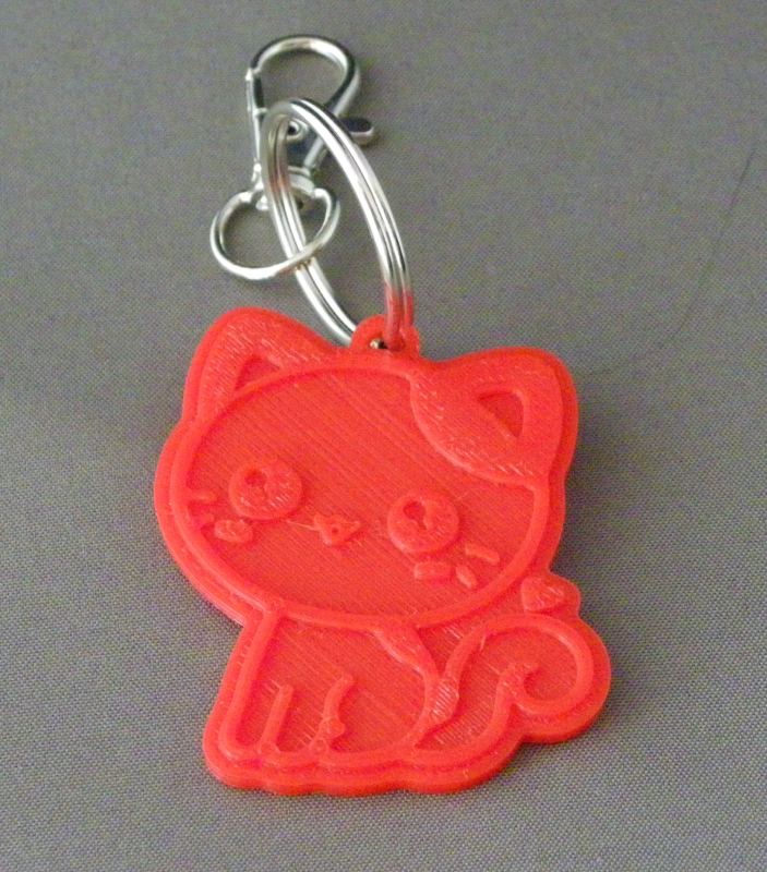 (image for) 3D Prints - Kat Sleutelhanger 14 - Rood (Red)