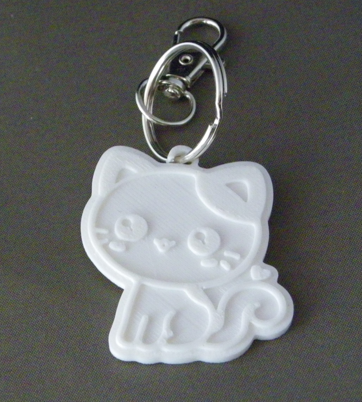 (image for) 3D Prints - Kat Sleutelhanger 14 - Wit (White)