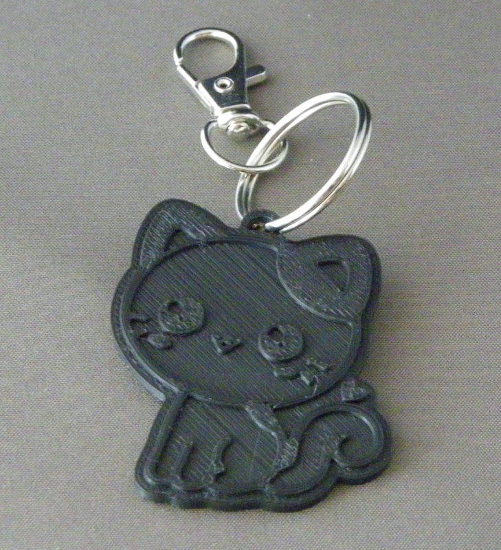 (image for) 3D Prints - Kat Sleutelhanger 14 - Zwart (Black)