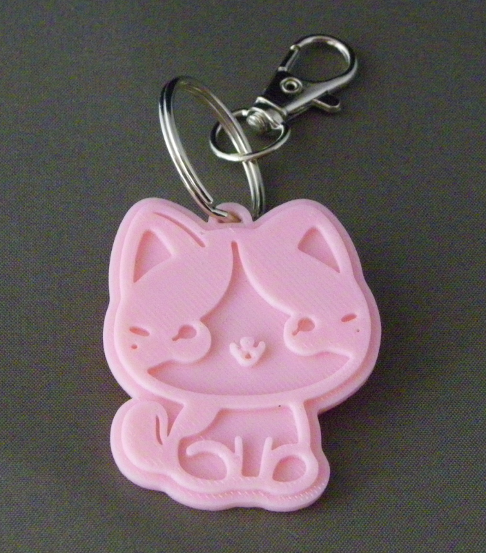 (image for) 3D Prints - Kat Sleutelhanger 15 - Kersenroze (Sakura Pink)