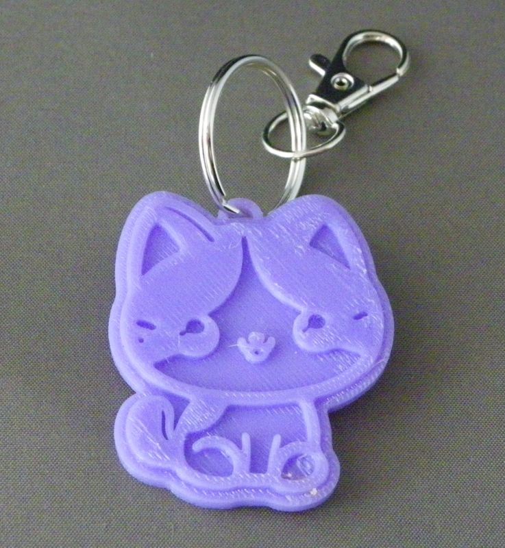 (image for) 3D Prints - Kat Sleutelhanger 15 - Paars (Purple)
