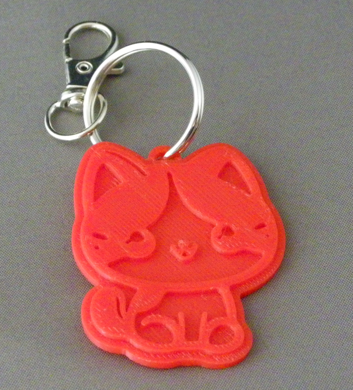 (image for) 3D Prints - Kat Sleutelhanger 15 - Rood (Red)