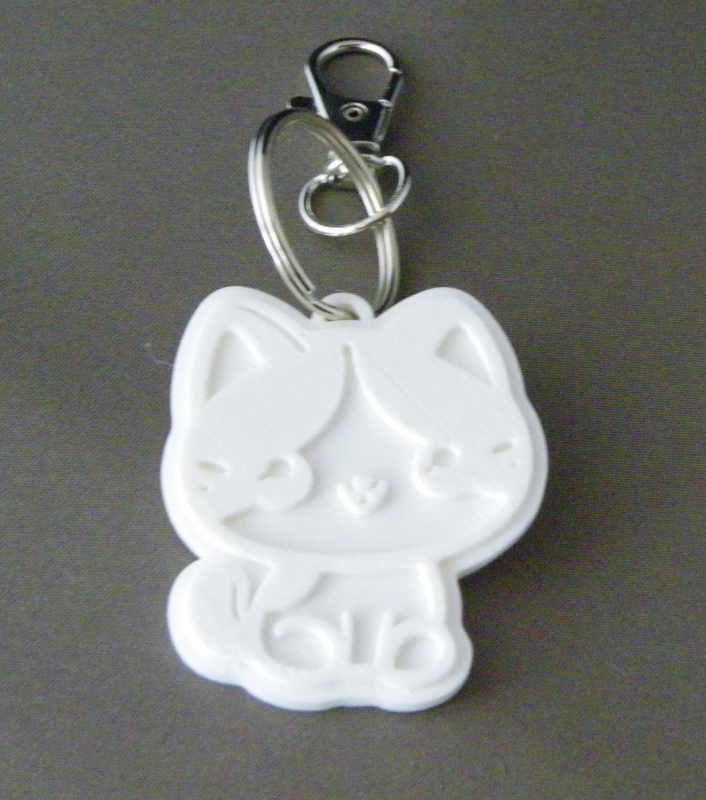 (image for) 3D Prints - Kat Sleutelhanger 15 - Wit (White)