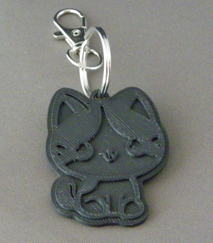 (image for) 3D Prints - Kat Sleutelhanger 15 - Zwart (Black)