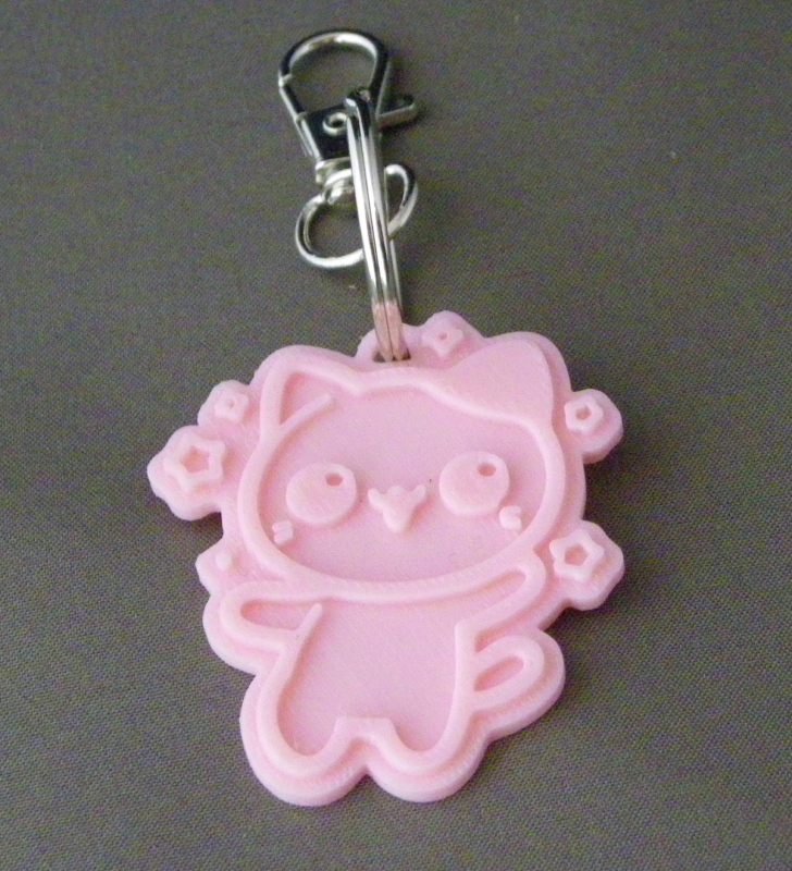 (image for) 3D Prints - Kat Sleutelhanger 16 - Kersenroze (Sakura Pink)