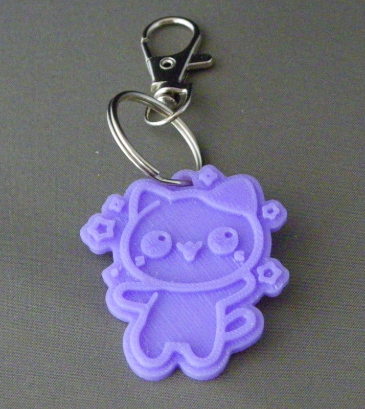 (image for) 3D Prints - Kat Sleutelhanger 16 - Paars (Purple)