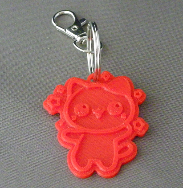 (image for) 3D Prints - Kat Sleutelhanger 16 - Rood (Red)