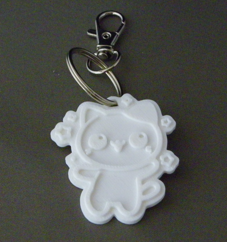 (image for) 3D Prints - Kat Sleutelhanger 16 - Wit (White)