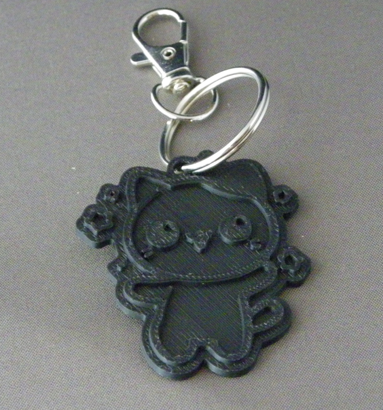 (image for) 3D Prints - Kat Sleutelhanger 16 - Zwart (Black)