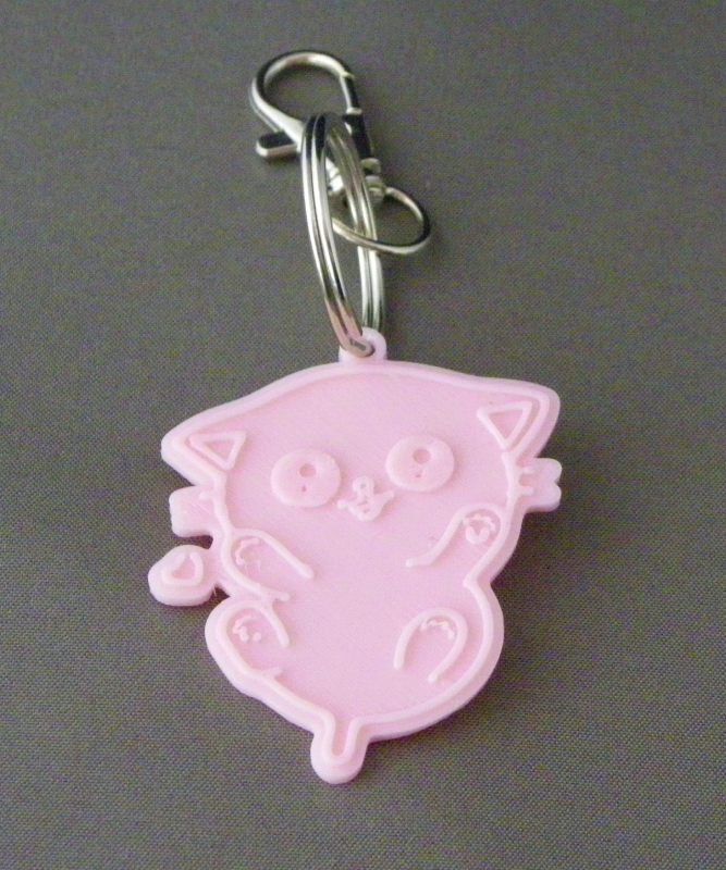 (image for) 3D Prints - Kat Sleutelhanger 17 - Kersenroze (Sakura Pink)