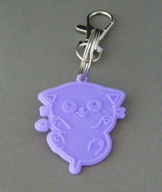 (image for) 3D Prints - Kat Sleutelhanger 17 - Paars (Purple)
