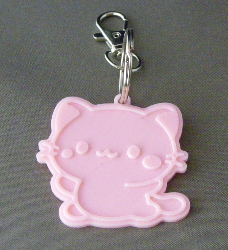 (image for) 3D Prints - Kat Sleutelhanger 18 - Kersenroze (Sakura Pink)