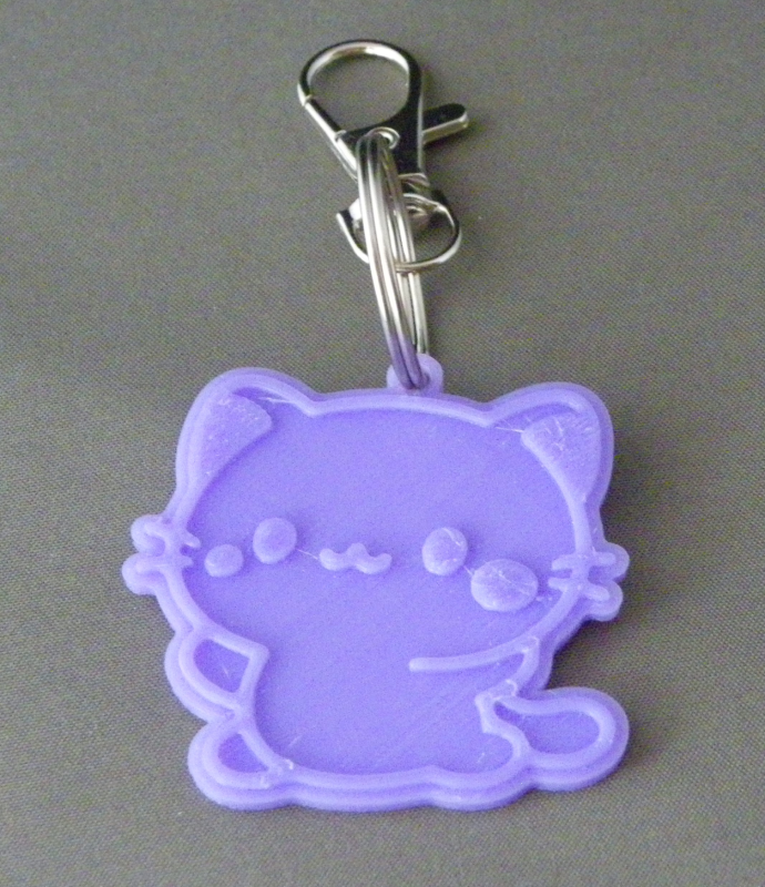 (image for) 3D Prints - Kat Sleutelhanger 18 - Paars (Purple)