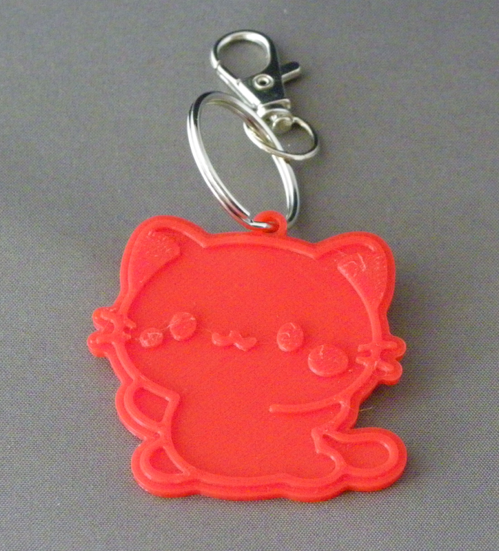 (image for) 3D Prints - Kat Sleutelhanger 18 - Rood (Red)