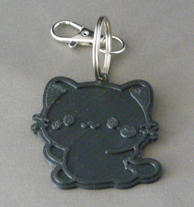 (image for) 3D Prints - Kat Sleutelhanger 18 - Zwart (Black)