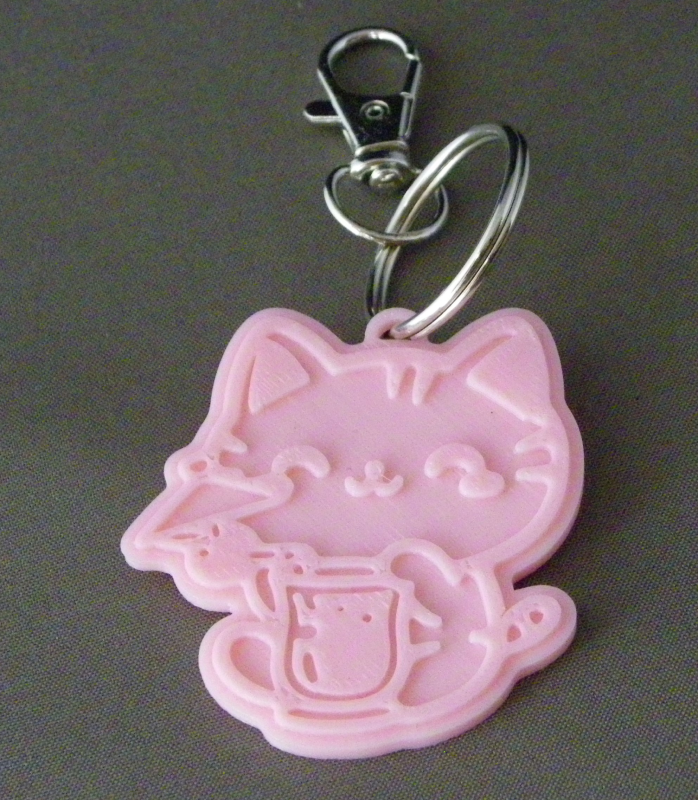 (image for) 3D Prints - Kat Sleutelhanger 19 - Kersenroze (Sakura Pink)