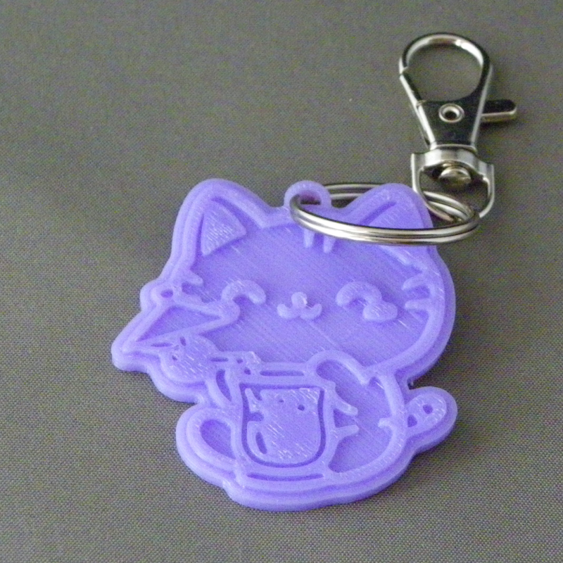 (image for) 3D Prints - Kat Sleutelhanger 19 - Paars (Purple)