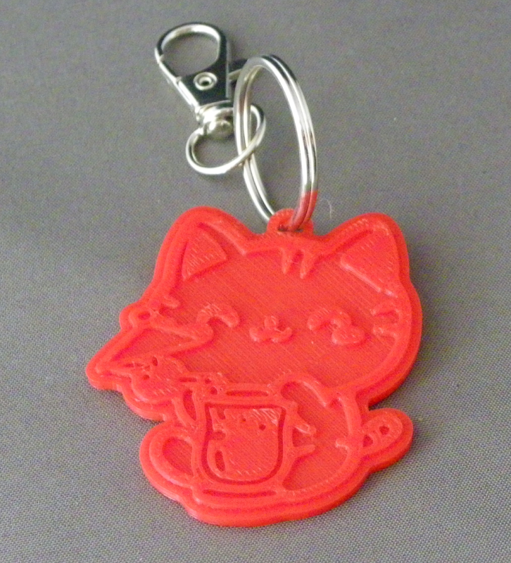 (image for) 3D Prints - Kat Sleutelhanger 19 - Rood (Red)