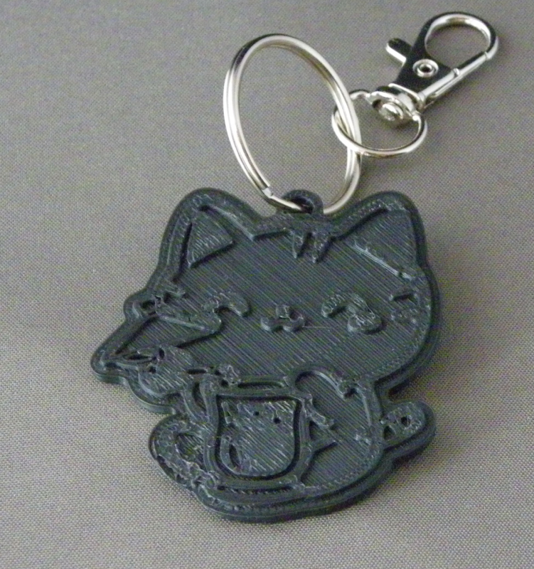(image for) 3D Prints - Kat Sleutelhanger 19 - Zwart (Black)