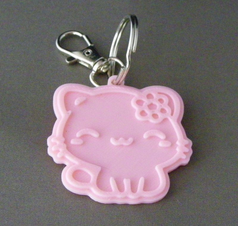 (image for) 3D Prints - Kat Sleutelhanger 20 - Kersenroze (Sakura Pink)