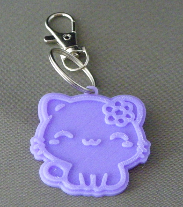 (image for) 3D Prints - Kat Sleutelhanger 20 - Paars (Purple)