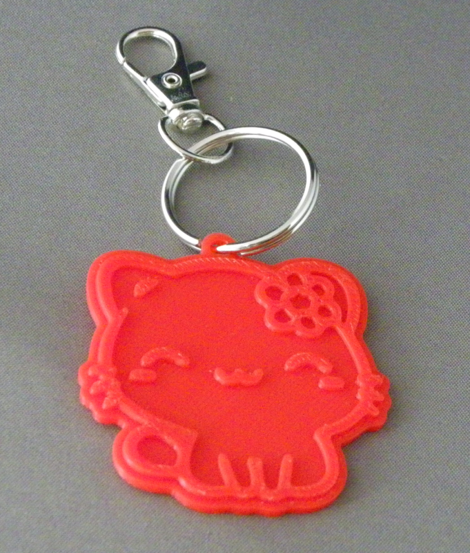 (image for) 3D Prints - Kat Sleutelhanger 20 - Rood (Red)