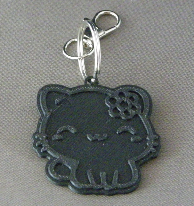 (image for) 3D Prints - Kat Sleutelhanger 20 - Zwart (Black)