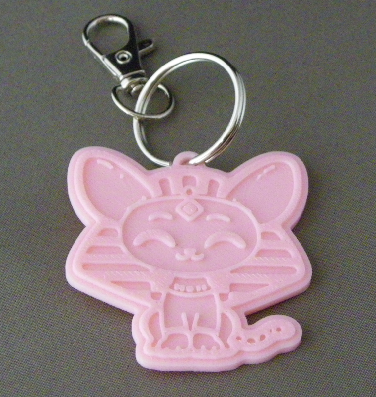 (image for) 3D Prints - Kat Sleutelhanger 21 - Kersenroze (Sakura Pink)