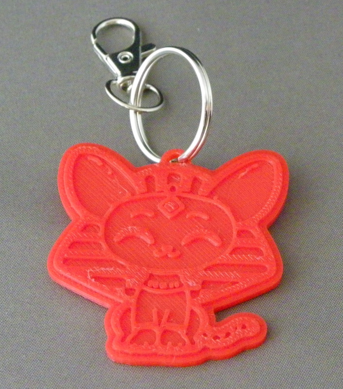 (image for) 3D Prints - Kat Sleutelhanger 21 - Rood (Red)