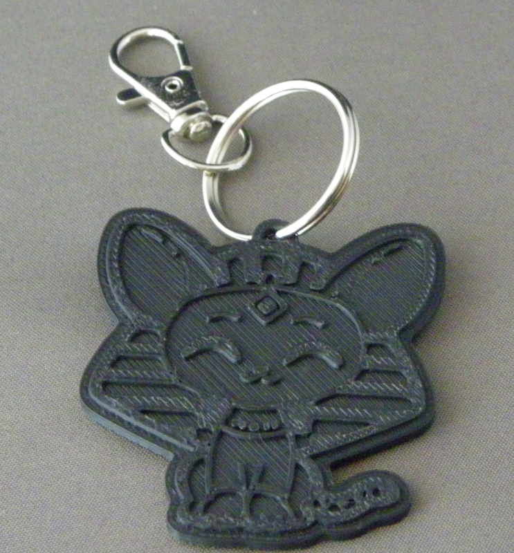 (image for) 3D Prints - Kat Sleutelhanger 21 - Zwart (Black)
