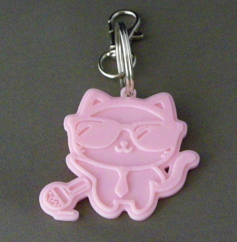 (image for) 3D Prints - Kat Sleutelhanger 22 - Kersenroze (Sakura Pink)