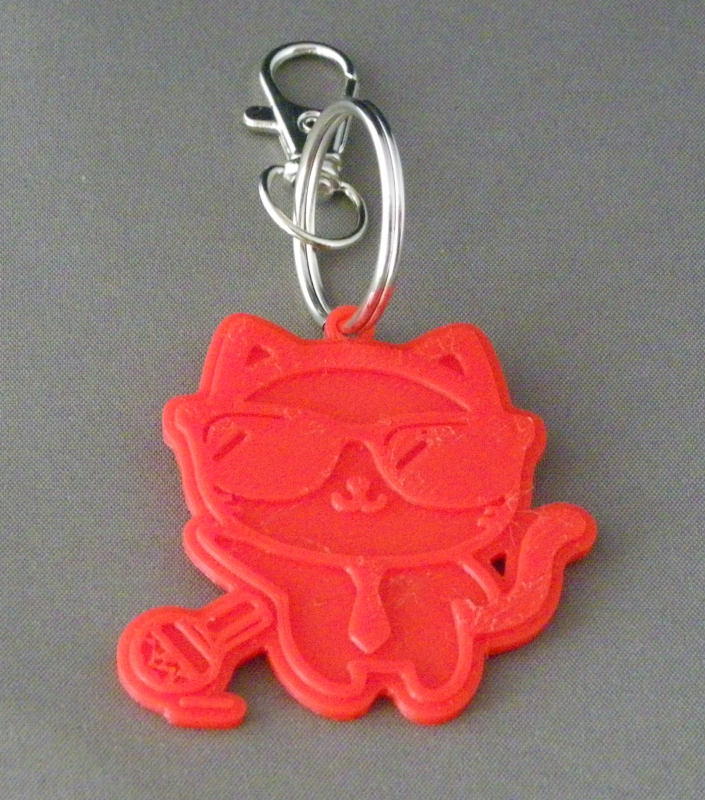 (image for) 3D Prints - Kat Sleutelhanger 22 - Rood (Red)