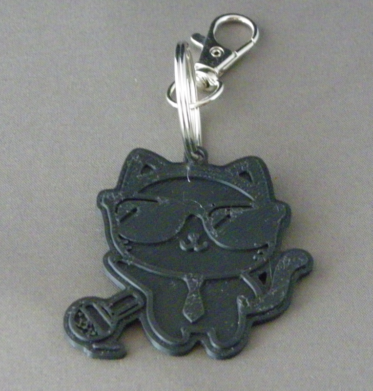 (image for) 3D Prints - Kat Sleutelhanger 22 - Zwart (Black)