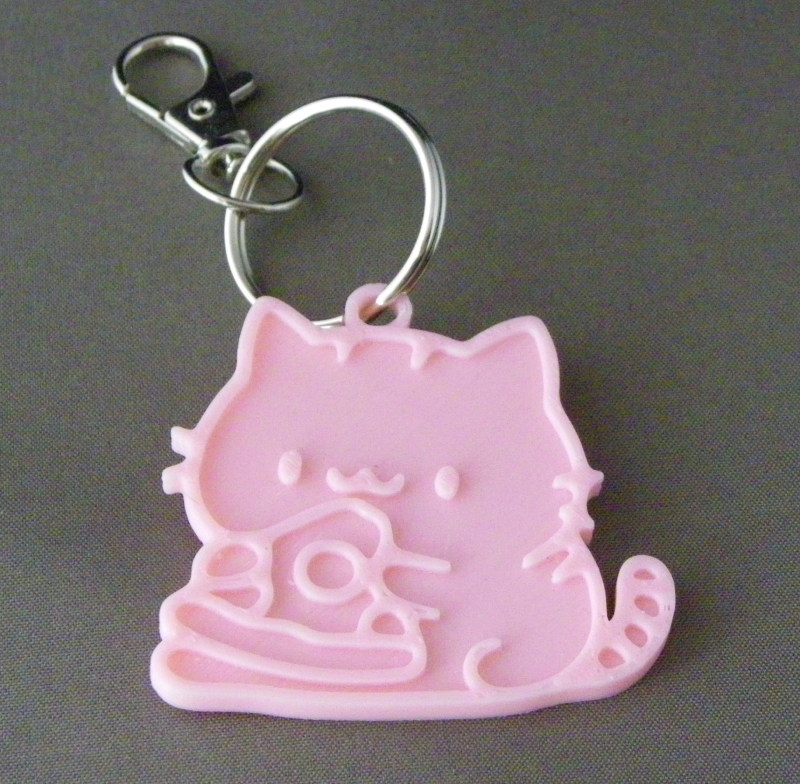(image for) 3D Prints - Kat Sleutelhanger 24 - Kersenroze (Sakura Pink)